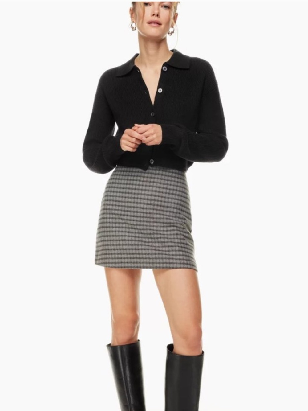 Wilfred Wool‑Blend Plaid Mini Skirt — Size 0 | Tailored Winter Classic